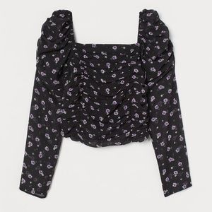 H&M Black Floral Crop Top